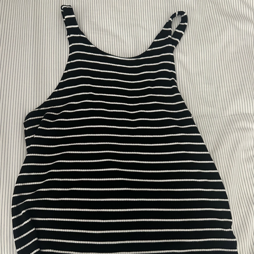 Black and white halter crop top